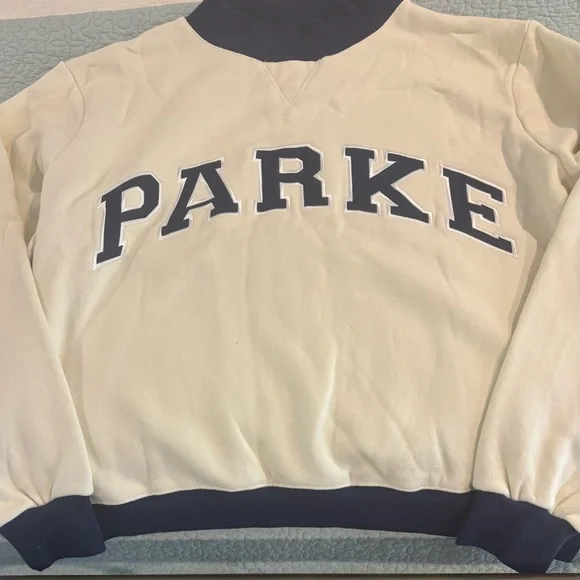 Cream Sweatshirt with Blue Lettering. Never worn. - Picture 2 of 2
